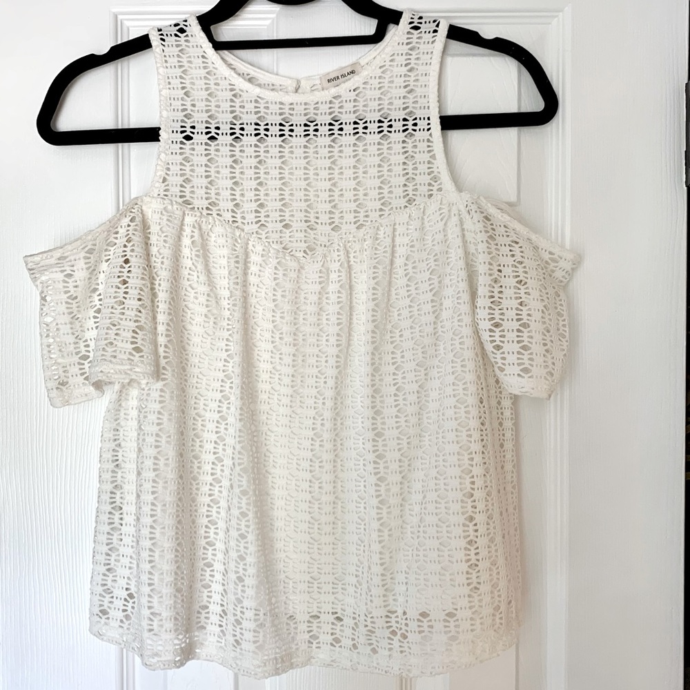 Eyelet Cold Shoulder Top